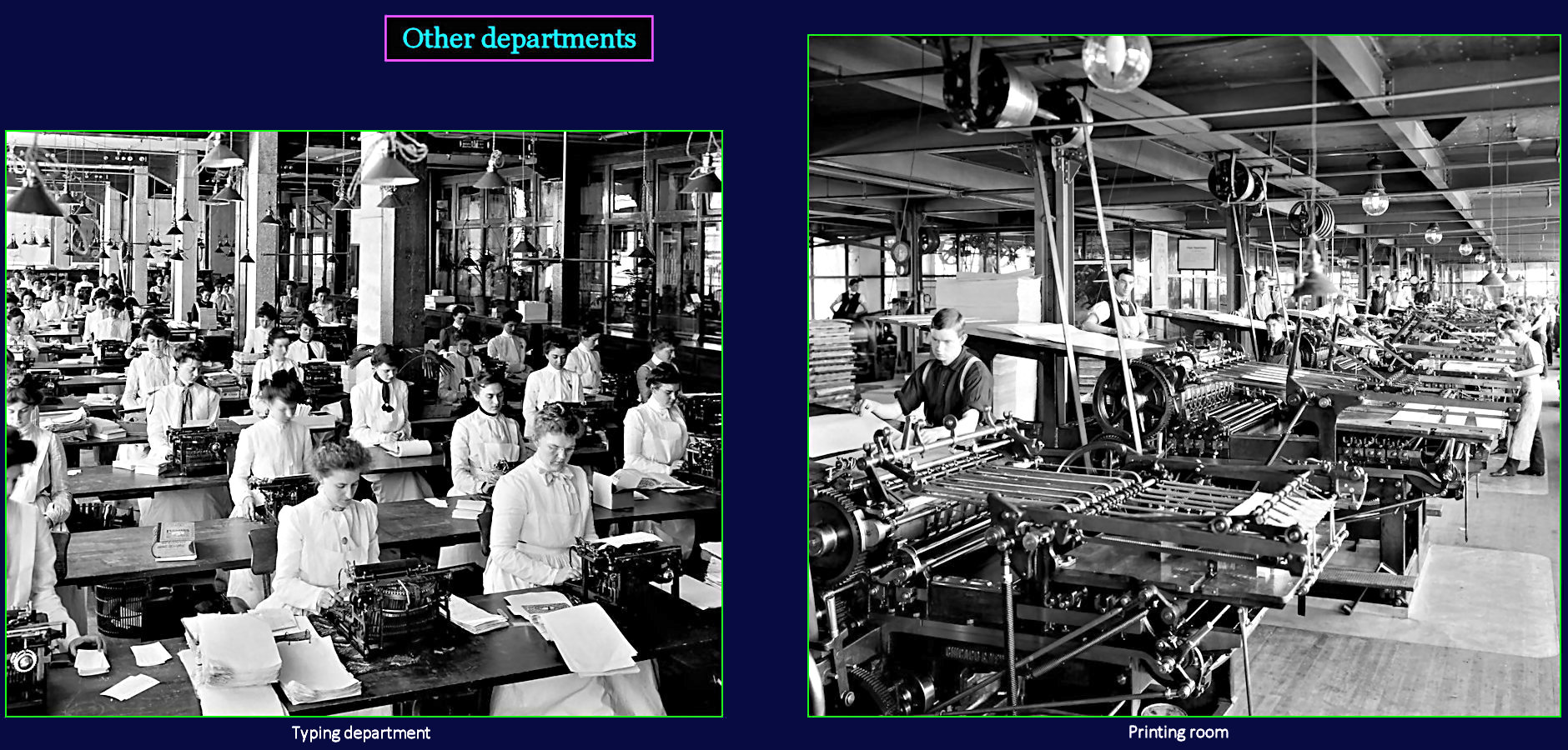 Manufacturing support services, 1910